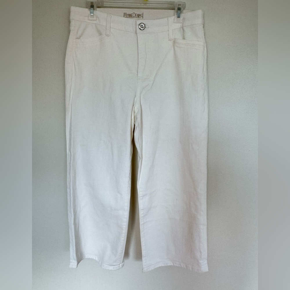 MarlaWynne Denim White Jeans Size 12 Stretch Waistband